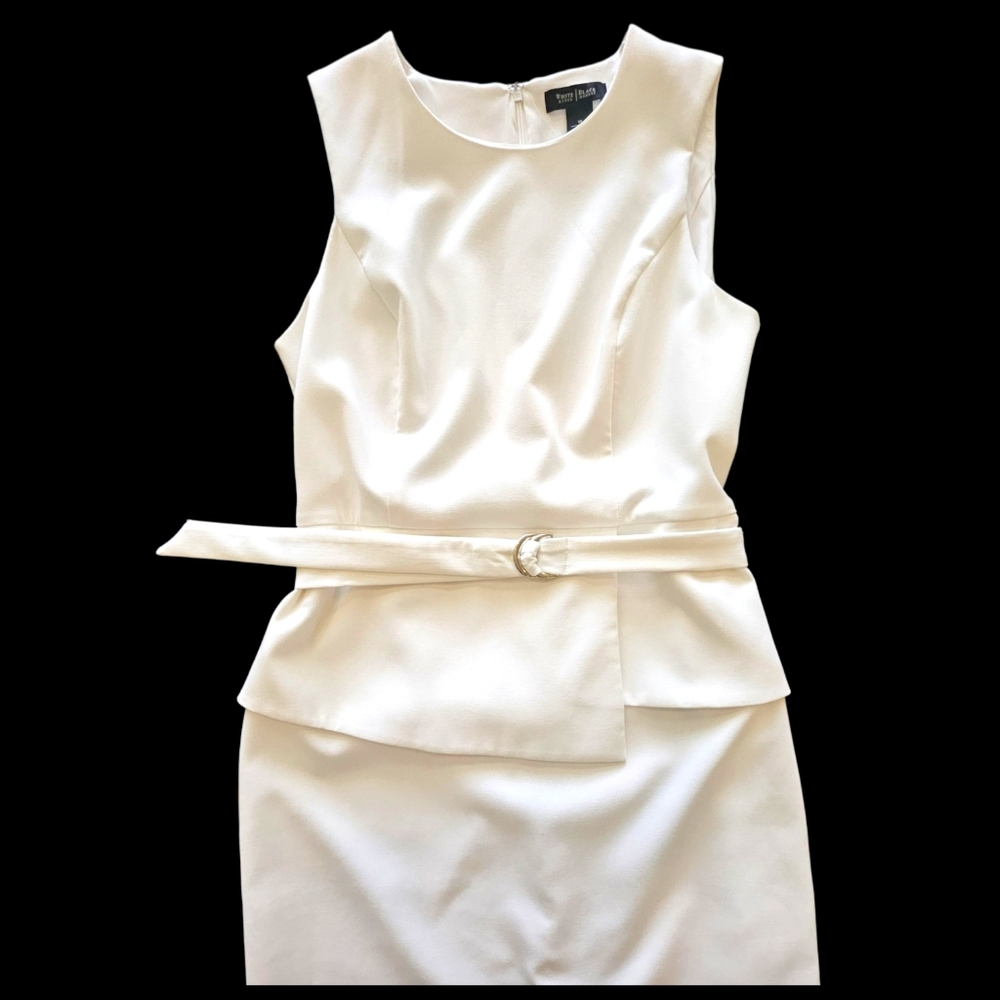 White House Black Market Ivory Belted Dress